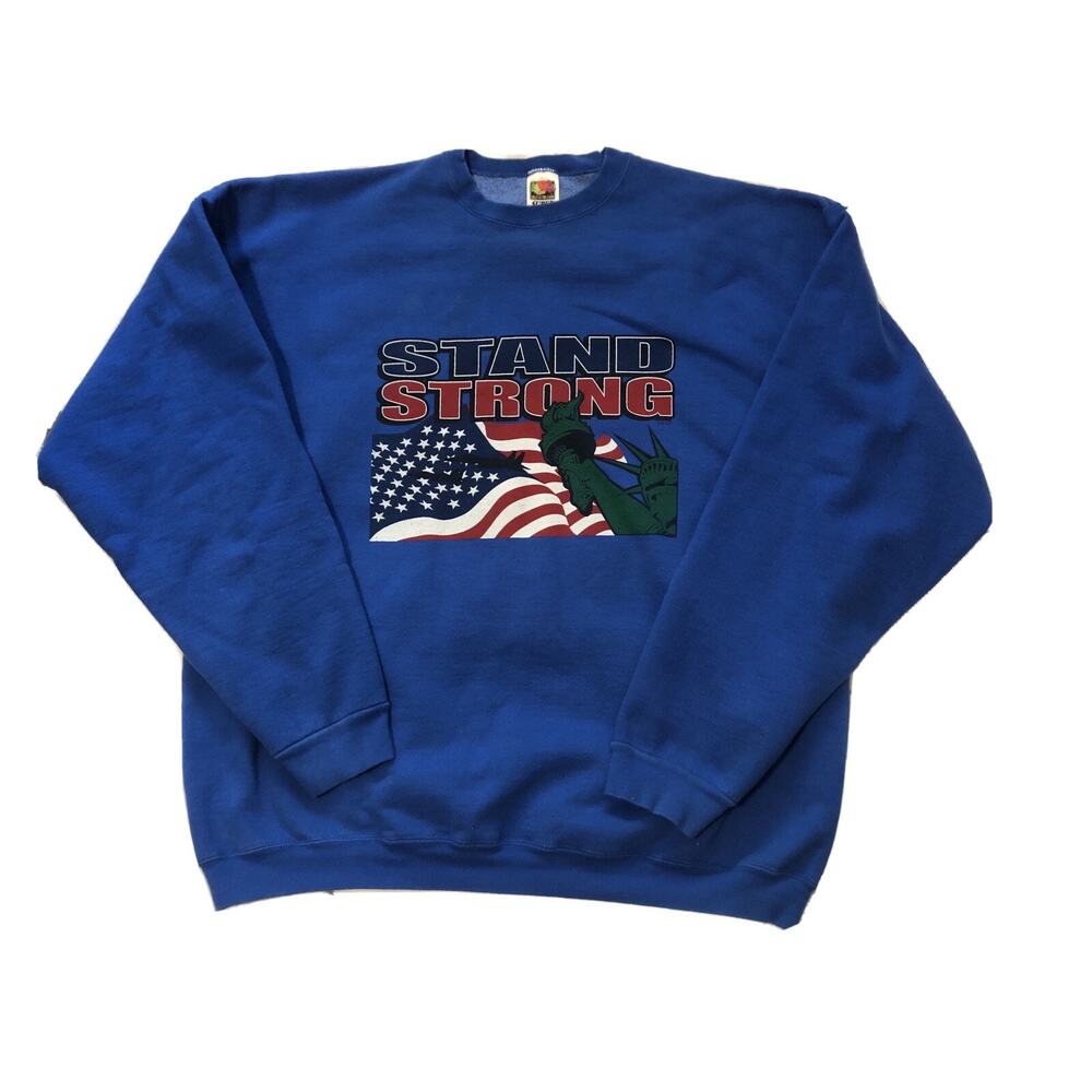 VTG 90s Stand Strong Statue of Liberty FOTL USA Flag X-IT! Sweatshirt XXL